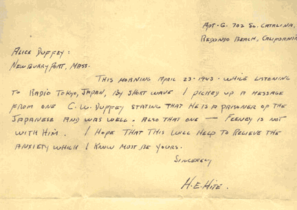 Letter from H.E. Hite
