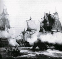 American privateers battle British ships
