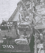 Ship unloading onto barge at Anzio
