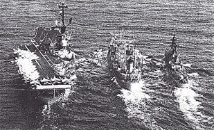 USNS Pasumpsic reflueling aricraft carrier USS Oriskany and destroyer USS Morton